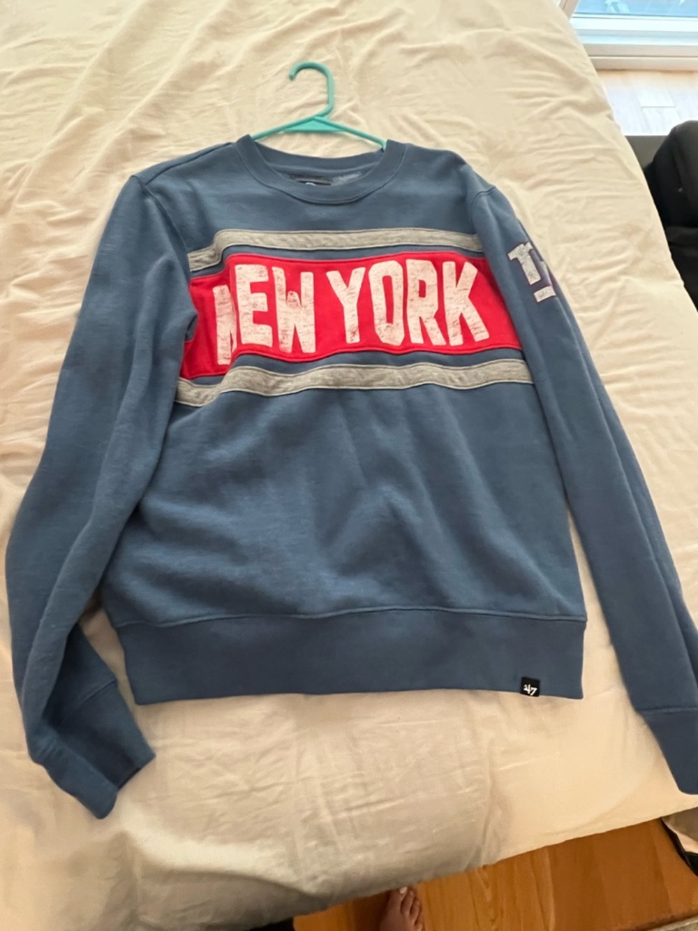 47 Brand New York Giants Crewneck Sweatshirt with Red "NEW YORK" Chest Panel